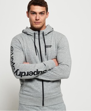 Superdry Core Sport Cipzár Férfi Kapucnis Pulóver Szürke | AKQZX4721